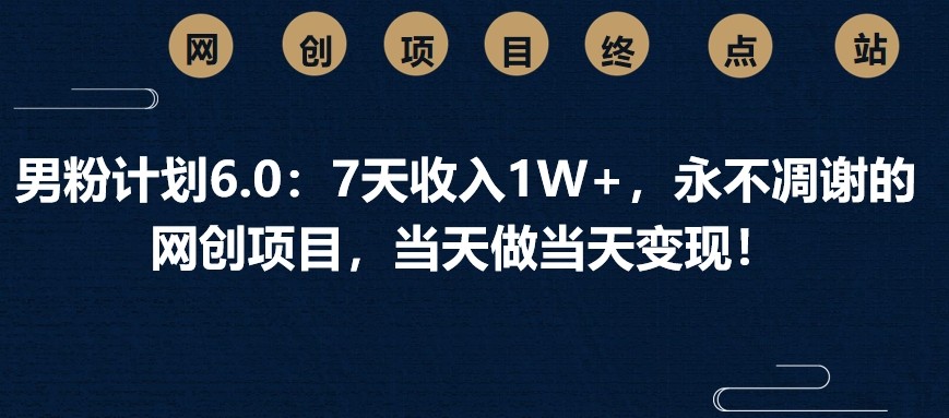 图片[1]-男粉计划6.0：7天收入1W+，永不凋谢的网创项目，当天做当天变现！-云创网
