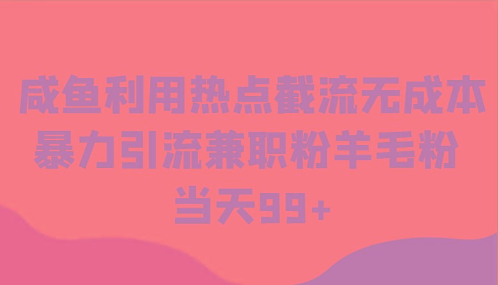 咸鱼利用热点截流无成本暴力引流兼职粉羊毛粉 当天99+-一人公司创业项目 - 淘金吧