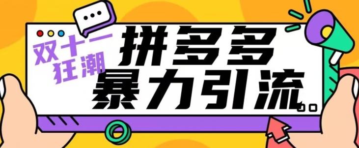 【首发】双十一拼多多暴力引流，日引300+微信-一人公司创业项目 - 淘金吧