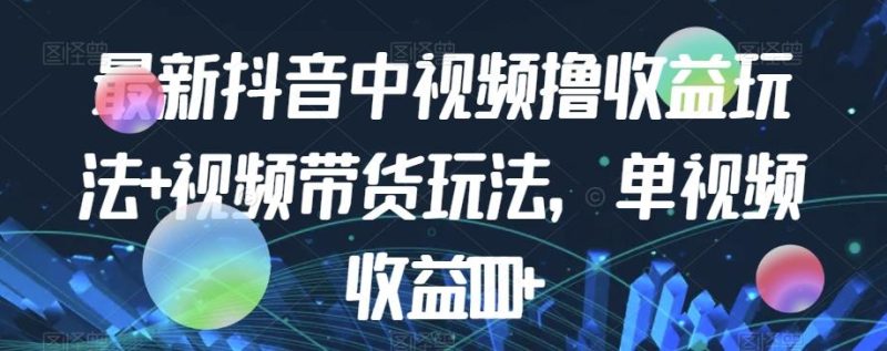 最新抖音中视频撸收益玩法+视频带货,单视频收益1000+-一人公司创业项目 - 淘金吧