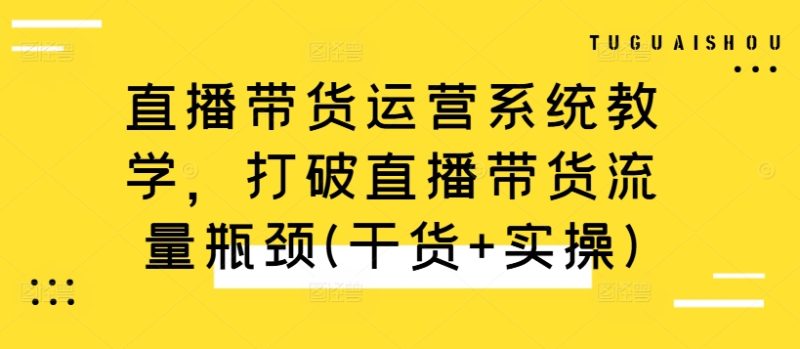 直播带货运营系统教学,打破直播带货流量瓶颈(干货+实操)-一人公司创业项目 - 淘金吧