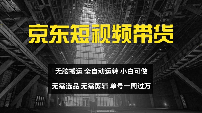 京东短视频达人带货，无脑搬运，无需选品，矩阵操作，单号一周过万-一人公司创业项目 - 淘金吧