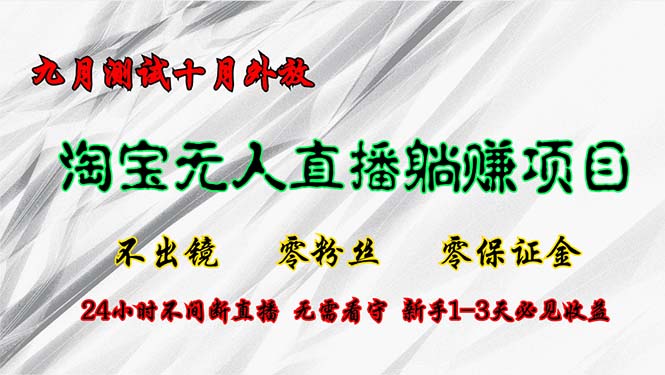 淘宝无人直播最新玩法，九月测试十月外放，不出镜零粉丝零保证金，24小…-一人公司创业项目 - 淘金吧