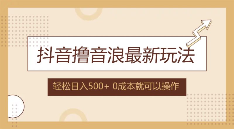 抖音撸音浪最新玩法，不需要露脸，小白轻松上手，0成本就可操作，日入500+-一人公司创业项目 - 淘金吧