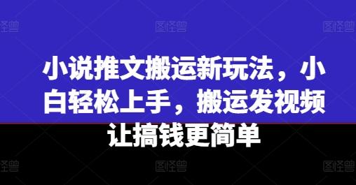 小说推文搬运新玩法，小白轻松上手，搬运发视频让搞钱更简单-一人公司创业项目 - 淘金吧