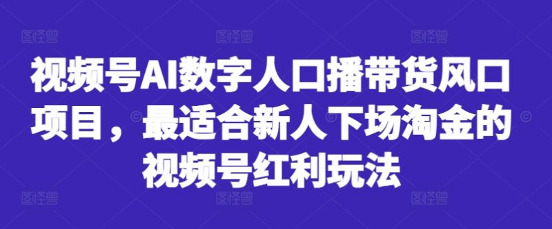 视频号AI数字人口播带货风口项目,最适合新人下场淘金的视频号红利玩法-一人公司创业项目 - 淘金吧