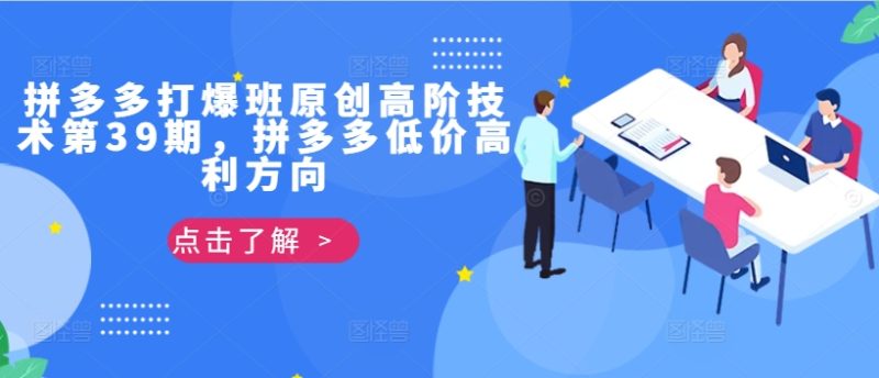 拼多多打爆班原创高阶技术第39期，拼多多低价高利方向-一人公司创业项目 - 淘金吧