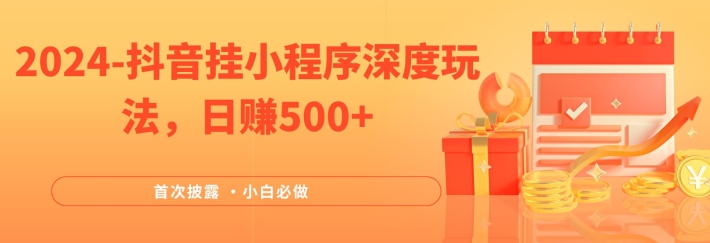 2024全网首次披露，抖音挂小程序深度玩法，日赚500+，简单、稳定，带渠道收入，小白必做【揭秘】-一个公司创业项目 - 淘金吧