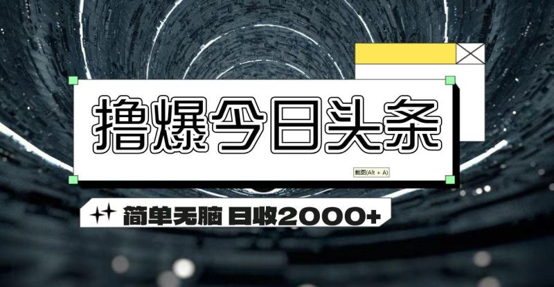 撸爆今日头条 简单无脑操作 日收2000+-一人公司创业项目 - 淘金吧