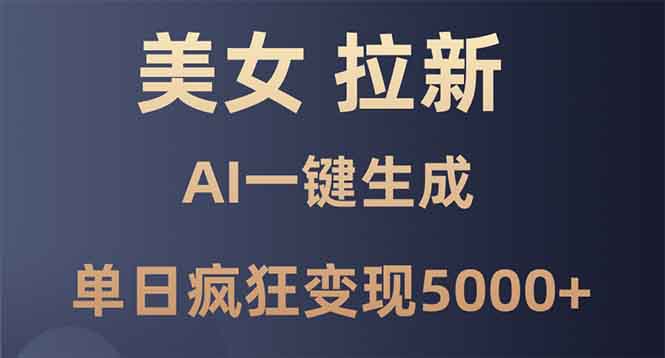 美女暴力拉新，通过AI一键生成，单日疯狂变现5000+，纯小白一学就会！-一人公司创业项目 - 淘金吧