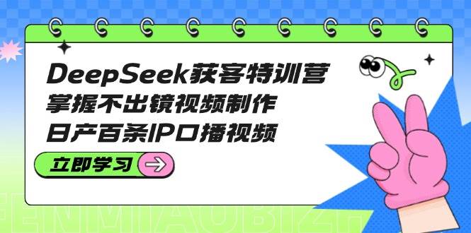 DeepSeek获客特训营:掌握不出镜视频制作,日产百条IP口播视频-一人公司创业项目 - 淘金吧