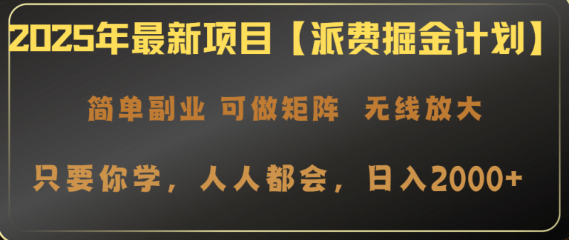 2025年最新项目【派费掘金计划】操作简单，日入2000+-一人公司创业项目 - 淘金吧