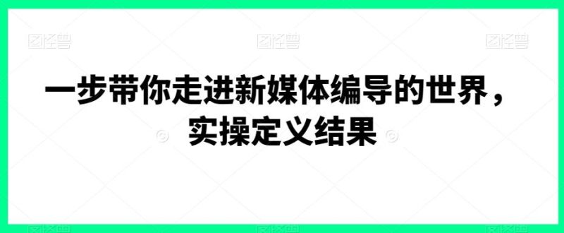 一步带你走进新媒体编导的世界,实操定义结果-一人公司创业项目 - 淘金吧