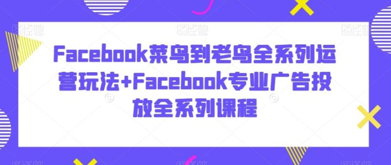Facebook菜鸟到老鸟全系列运营玩法+Facebook专业广告投放全系列课程-一人公司创业项目 - 淘金吧
