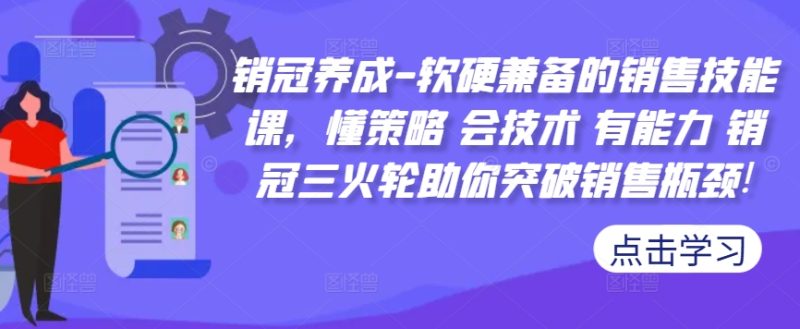 销冠养成-软硬兼备的销售技能课,懂策略 会技术 有能力 销冠三火轮助你突破销售瓶颈!-一人公司创业项目 - 淘金吧