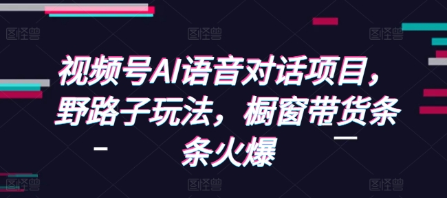 视频号AI语音对话项目,野路子玩法,橱窗带货条条火爆-一人公司创业项目 - 淘金吧