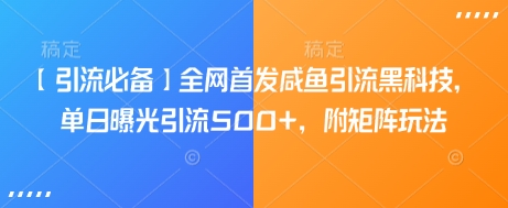 【引流必备】全网首发咸鱼引流黑科技，单日曝光引流500+，附矩阵玩法【揭秘】-一人公司创业项目 - 淘金吧