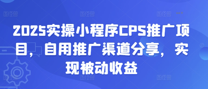 2025实操小程序CPS推广项目,自用推广渠道分享,实现被动收益-一人公司创业项目 - 淘金吧