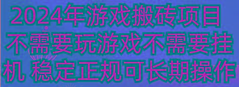 2024年游戏搬砖项目 不需要玩游戏不需要挂机 稳定正规可长期操作-一人公司创业项目 - 淘金吧