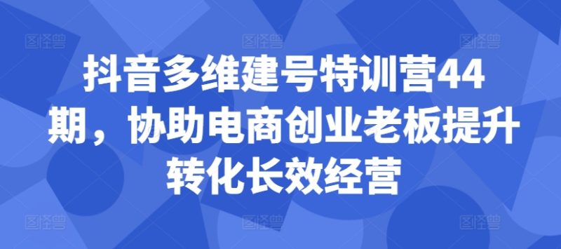 抖音多维建号特训营44期,协助电商创业老板提升转化长效经营-一人公司创业项目 - 淘金吧
