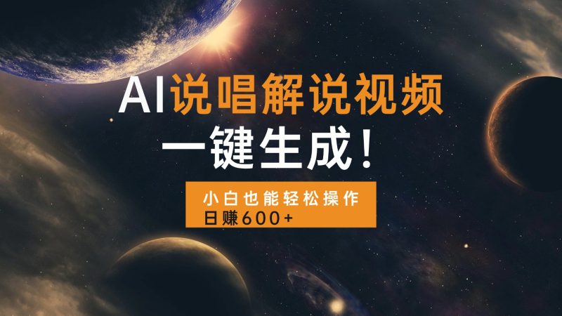 AI说唱解说视频,一键生成,小白也能轻松操作日赚600+-一人公司创业项目 - 淘金吧