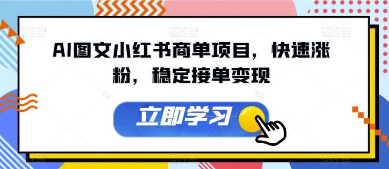 AI图文小红书商单项目,快速涨粉,稳定接单变现【揭秘】-一人公司创业项目 - 淘金吧
