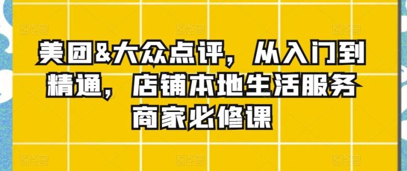 美团&大众点评，从入门到精通，店铺本地生活服务商家必修课-一人公司创业项目 - 淘金吧