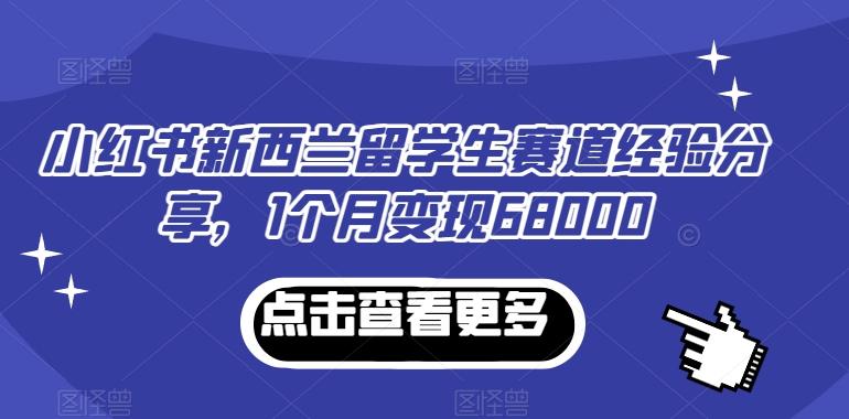 小红书新西兰留学生赛道经验分享，1个月变现68000【揭秘】-淘金吧副业资源站