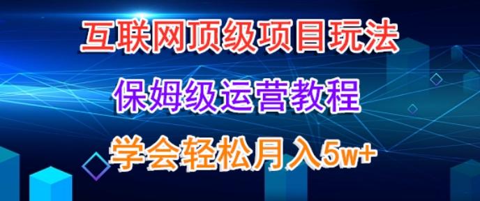 互联网顶级项目玩法，保姆级运营教程，学完轻松月入5万-一人公司创业项目 - 淘金吧