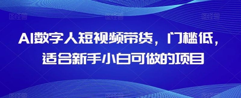 AI数字人短视频带货,门槛低,适合新手小白可做的项目-一人公司创业项目 - 淘金吧