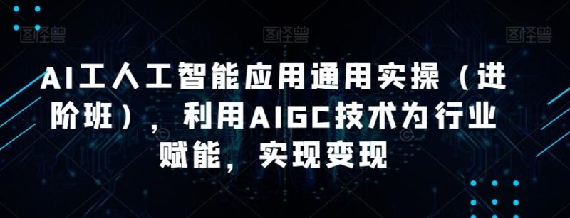AI工人工智能应用通用实操（进阶班），利用AIGC技术为行业赋能，实现变现-一人公司创业项目 - 淘金吧