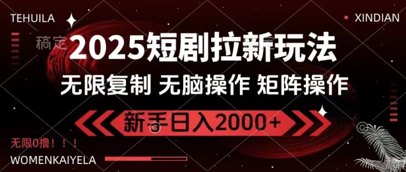2025短剧拉新玩法，无需注册登录，无限0撸，无脑批量操作日入2000+-一人公司创业项目 - 淘金吧
