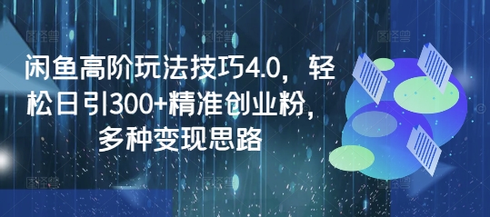 闲鱼高阶玩法技巧4.0，轻松日引300+精准创业粉，多种变现思路-一人公司创业项目 - 淘金吧