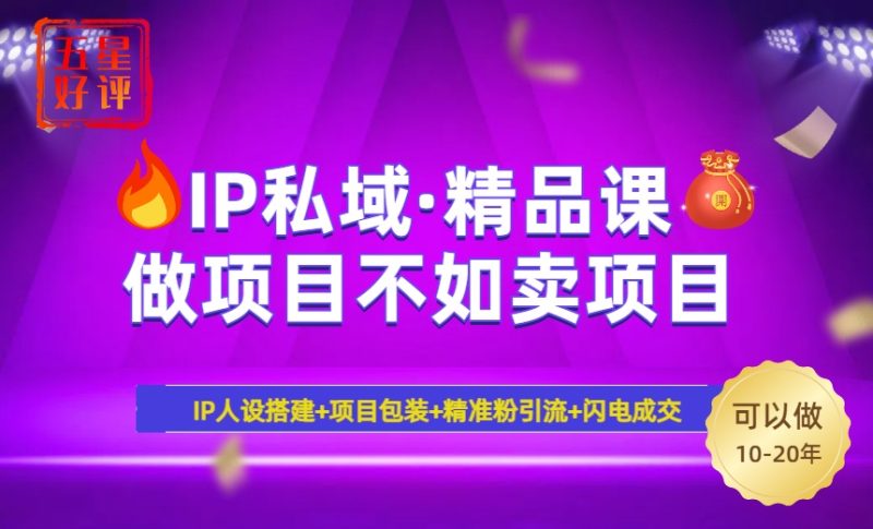 2025年“IP私域·密训精品课”,日赚3000+小白避坑年赚百万,暴力引流…-一人公司创业项目 - 淘金吧
