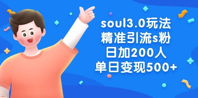 soul3.0玩法精准引流s粉，日加200人单日变现500+-一人公司创业项目 - 淘金吧