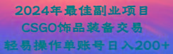 2024年最佳副业项目 CSGO饰品装备交易 轻易操作单账号日入200+-一人公司创业项目 - 淘金吧