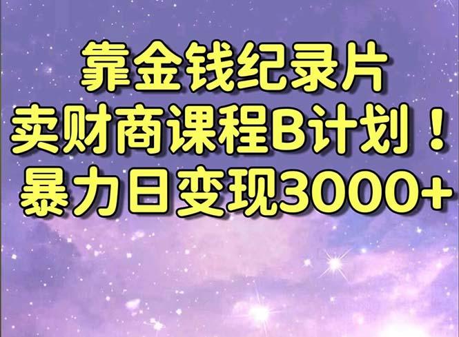 靠金钱纪录片卖财商课程B计划！暴力日变现3000+，喂饭式干货教程！-一人公司创业项目 - 淘金吧