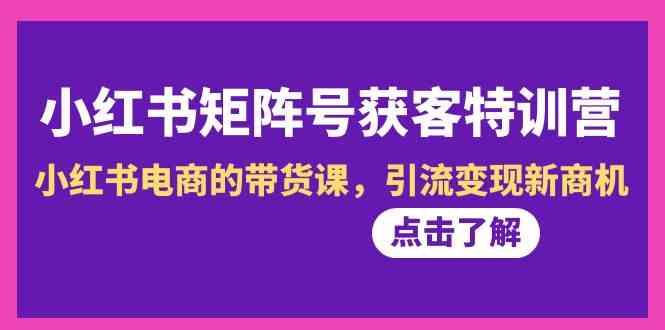 小红书矩阵号获客特训营-第10期，小红书电商的带货课，引流变现新商机-淘金吧副业资源站