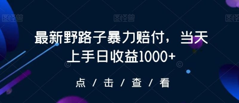 最新野路子暴力赔付，当天上手日收益1000+【仅揭秘】-淘金吧副业资源站