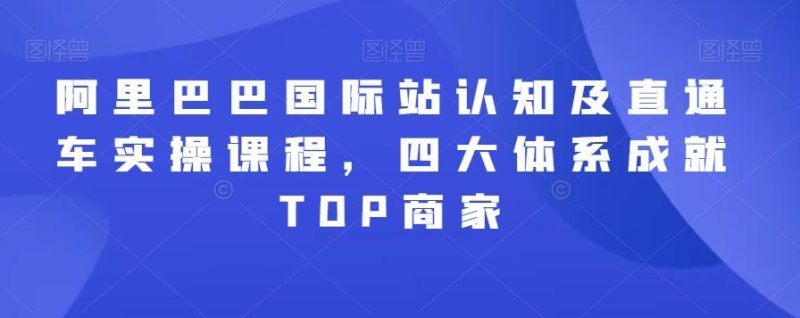 阿里巴巴国际站认知及直通车实操课程，四大体系成就TOP商家-淘金吧副业资源站