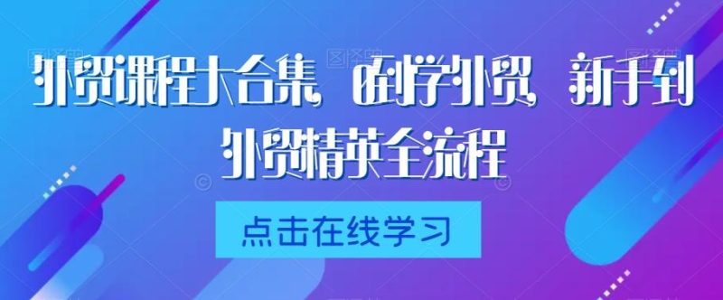 外贸课程大合集,0到1学外贸,新手到外贸精英全流程-一人公司创业项目 - 淘金吧
