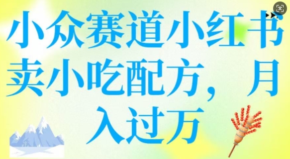小众赛道小红书卖小吃配方，操作简单，月入过W-一人公司创业项目 - 淘金吧