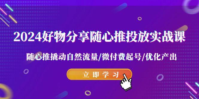 2024好物分享-随心推投放实战课 随心推撬动自然流量/微付费起号/优化产出-一人公司创业项目 - 淘金吧