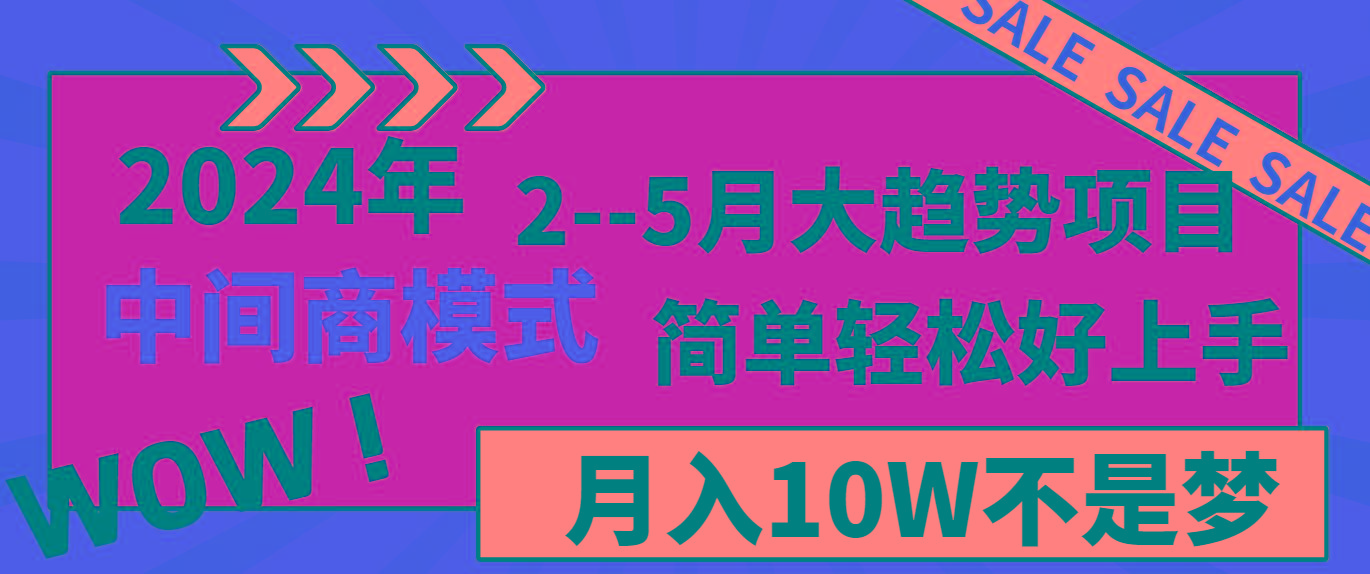 图片[1]-2024年2-5月大趋势项目，利用中间商模式，简单轻松好上手，月入10W不是梦-云创网