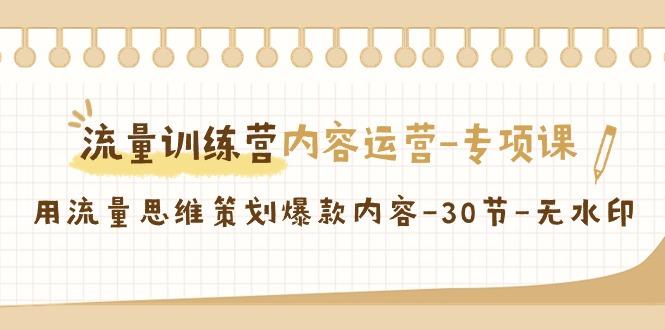 流量训练营之内容运营专项课，用流量思维策划爆款内容(30节课)-一人公司创业项目 - 淘金吧