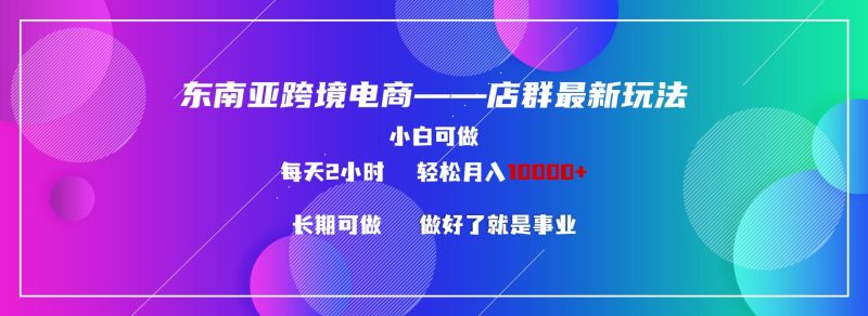 东南亚跨境电商店群新玩法2—小白每天两小时 轻松10000+-一人公司创业项目 - 淘金吧