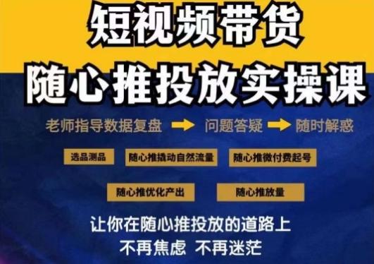 2024好物分享随心推投放实操课，随心推撬动自然流量/微付费起号/优化产出-淘金吧副业资源站