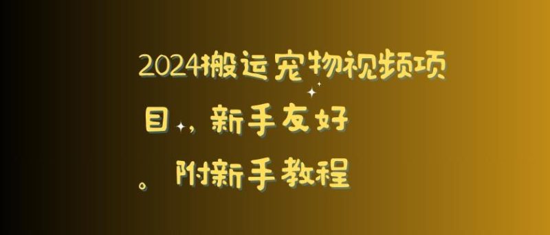 2024搬运宠物视频项目，新手友好，完美去重，附新手教程【揭秘】-一人公司创业项目 - 淘金吧