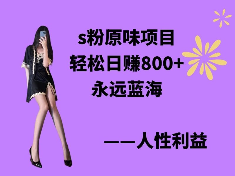 s粉原味项目，轻松日赚800+，永远的蓝海项目，无脑操作也能直接出单 人…-一人公司创业项目 - 淘金吧