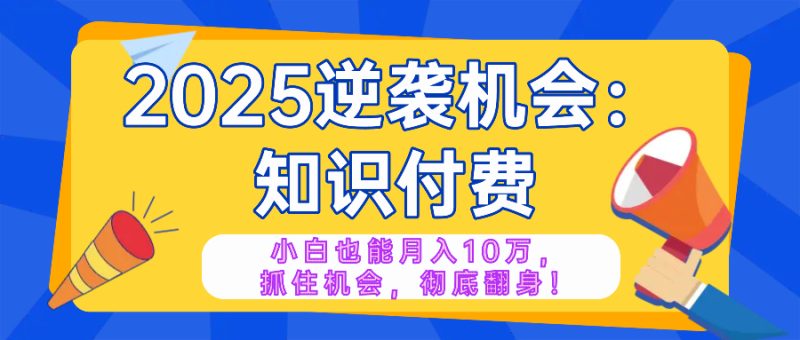 2025逆袭项目——知识付费,小白也能月入10万年入百万,抓住机会彻底翻…-一人公司创业项目 - 淘金吧